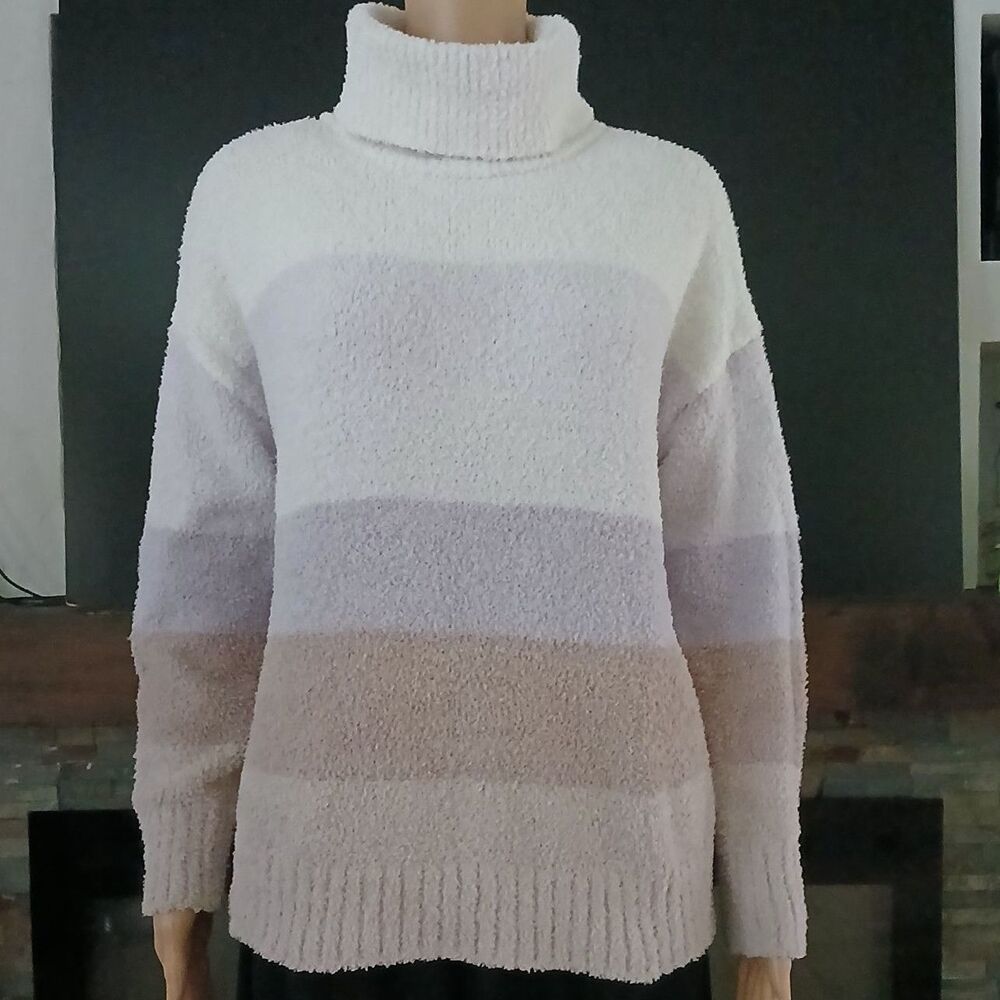 Pink Republic Women's Large Striped Turtleneck Sweater Soft Top Casual Workwear - Picture 2 of 10